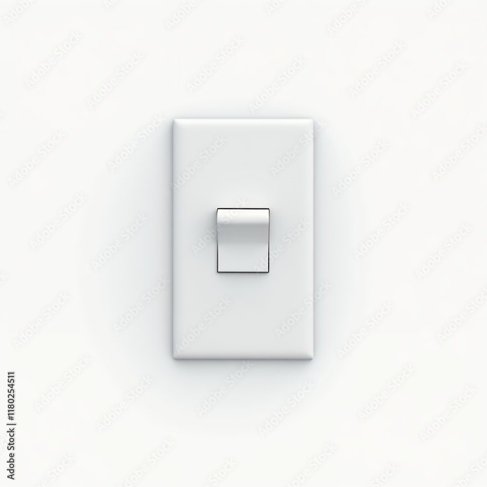 Minimalist White Light Switch on a Plain White Wall Minimalist White Light Switch on a Plain White Wall