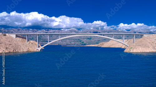 Pag island bridge in Croatia with vibrant sea