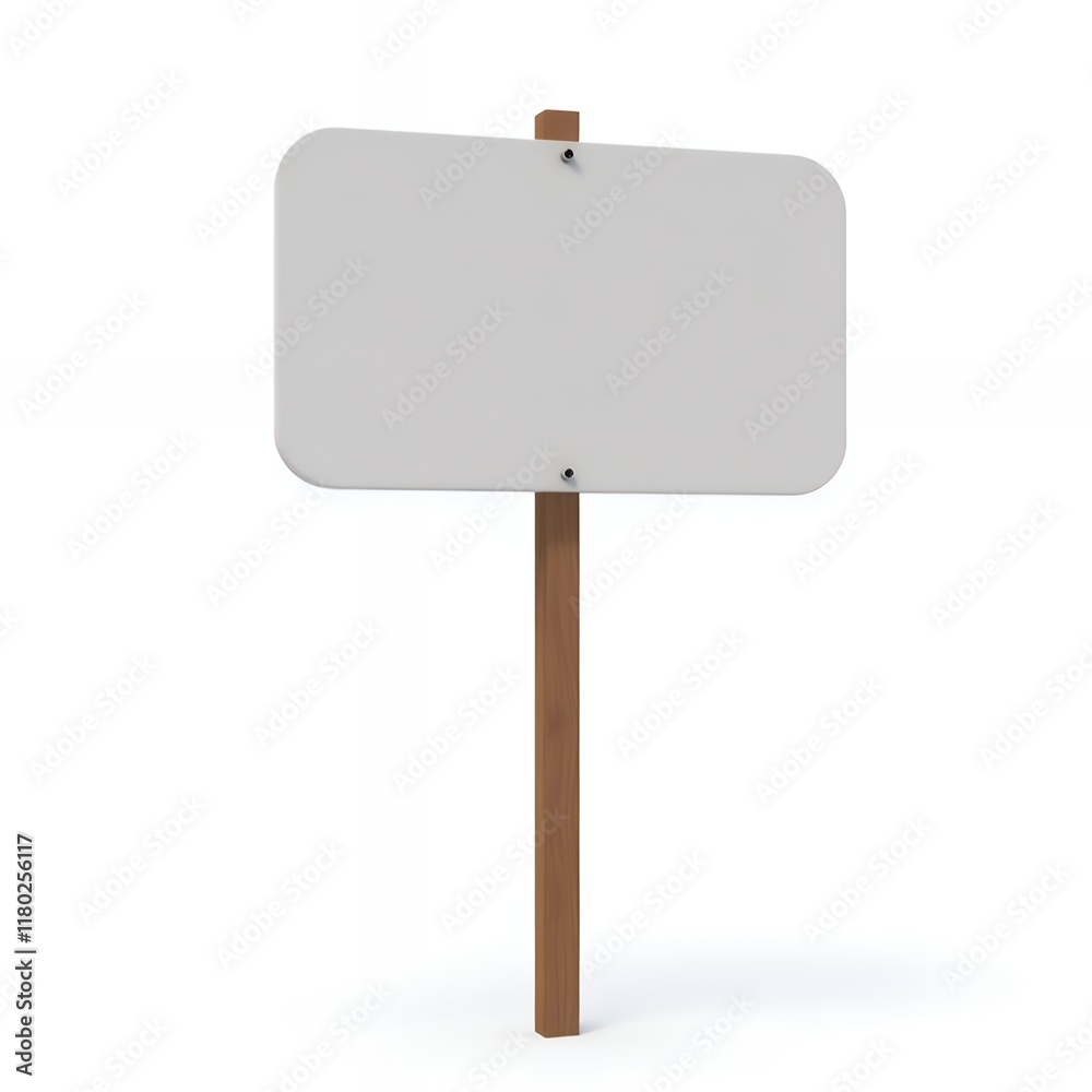 Blank Signpost: A White Rectangular Sign on a Wooden Post Blank Signpost: A White Rectangular Sign on a Wooden Post