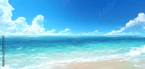 Wallpaper Mural tropical landscape with ocean waves and blue sky Torontodigital.ca