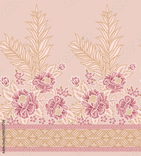 Mughal motifs reimagined with a modern flair, combining traditional patterns with contemporary color schemes.