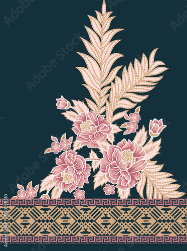 A seamless Border Pattern of blooming summer flowers in vibrant colors, designed to bring warmth and energy to any project.