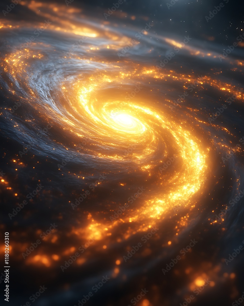 Obraz premium Glowing spiral galaxy in space.