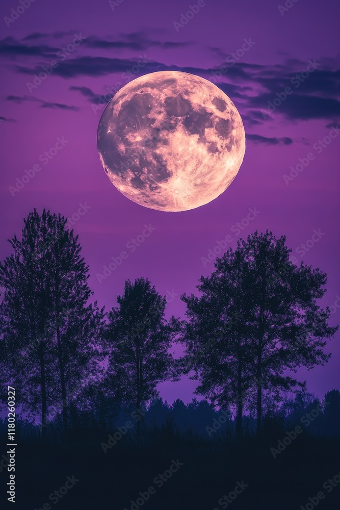 Full moon rising over trees Full moon rising over trees