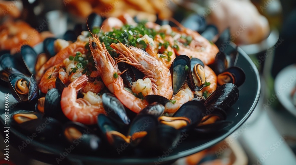 Seafood platter with shrimp and mussels Seafood platter with shrimp and mussels