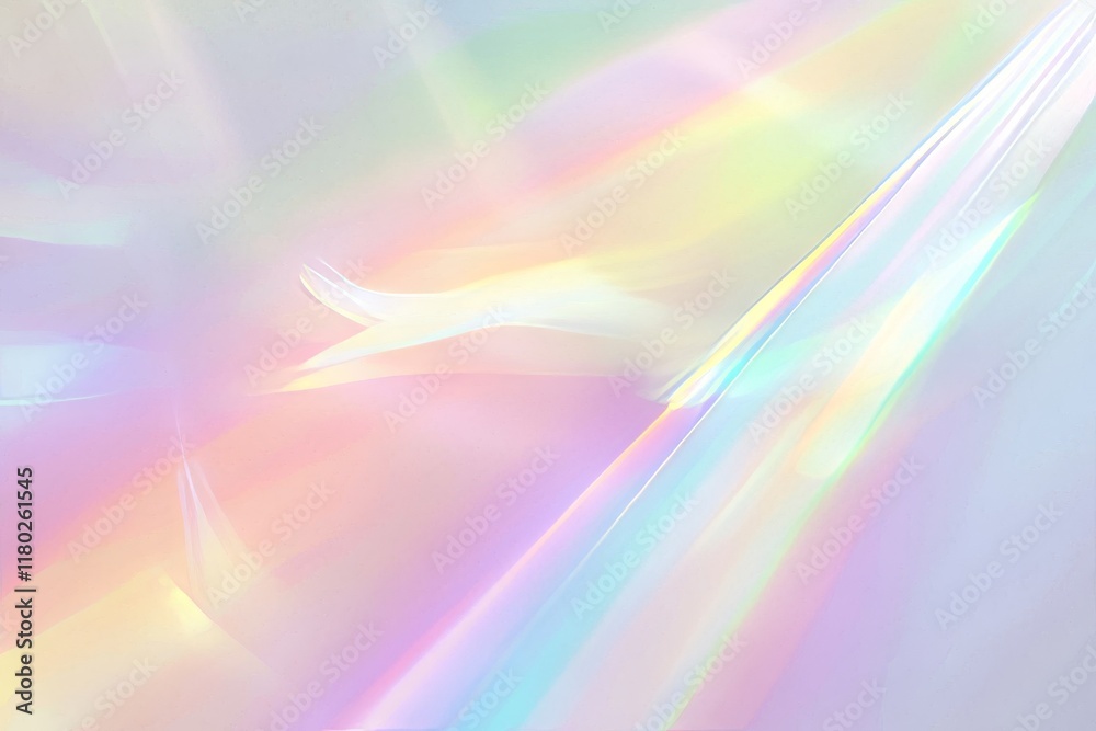 This image showcases a soft and dreamy abstract background with pastel tones of pink, yellow, green, and blue blending seamlessly. The delicate play of iridescent light reflections creates a luminous This image showcases a soft and dreamy abstract background with pastel tones of pink, yellow, green, and blue blending seamlessly. The delicate play of iridescent light reflections creates a luminous