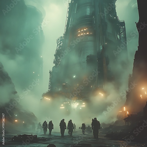 Futuristic sci-fi scene preparation with stunning lighting effects picture photo