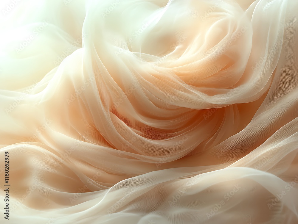 Peach chiffon fabric swirls. Peach chiffon fabric swirls.