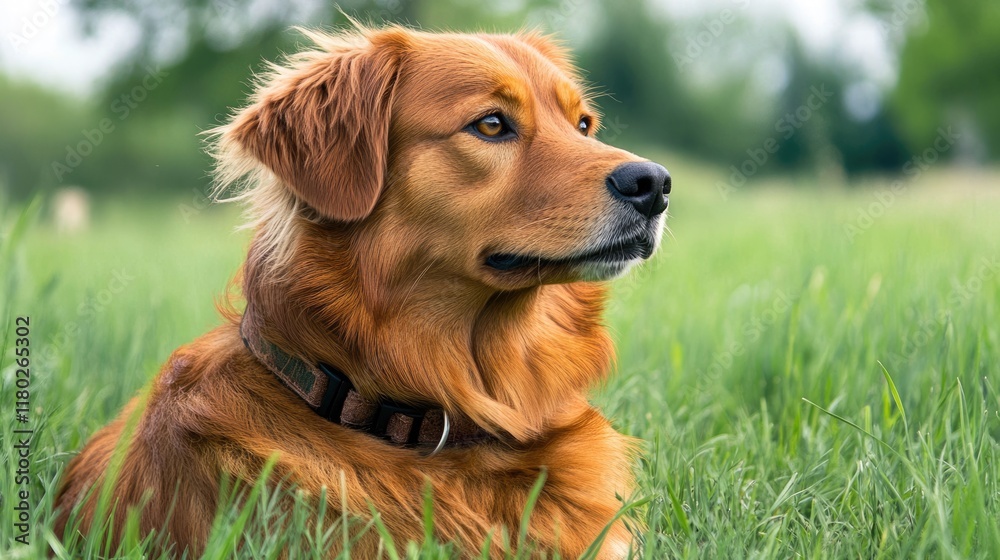 Pedigree Bird Dog on the Prowl in Kansas Field: A Patient Brown Beauty in Tall Grass