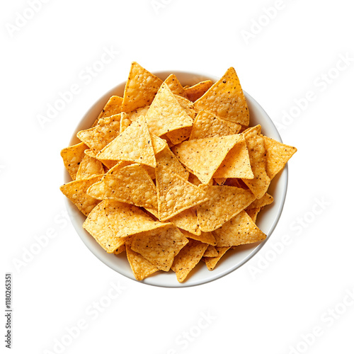 bowl of tortilla chips isolated on a transparent background, in PNG format
