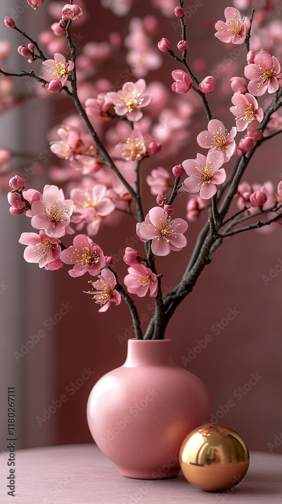 Elegant spring blossom arrangement with golden spheres delicately placed on a soft pastel background symbolizing renewal, beauty, and calmness of the season
Elegant spring blossom arrangement with golden spheres delicately placed on a soft pastel background symbolizing renewal, beauty, and calmness of the season