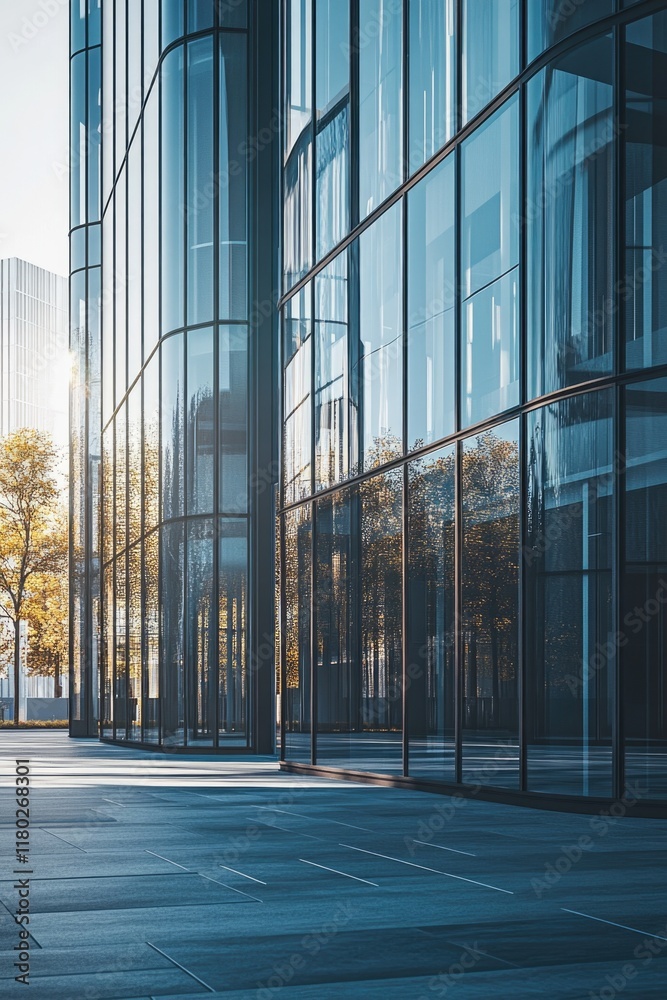 Fototapeta premium Glass building with trees
