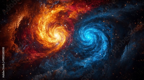 Wallpaper Mural Galactic Whispers, a mesmerizing view of swirling nebulae and stars, evoking the infinite mystery of the universe in detailed minimalist design Torontodigital.ca