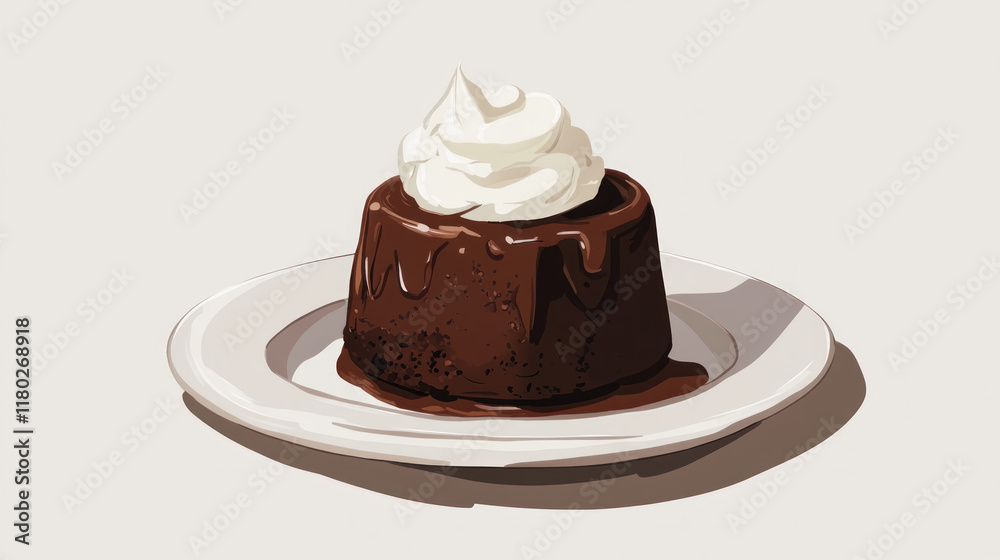 Chocolate pudding dessert with whipped cream on a plate. (1) Chocolate pudding dessert with whipped cream on a plate. (1)