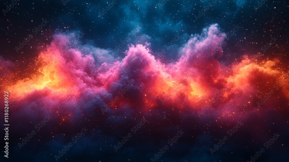 Naklejka premium Vibrant pink and orange clouds in abstract waves