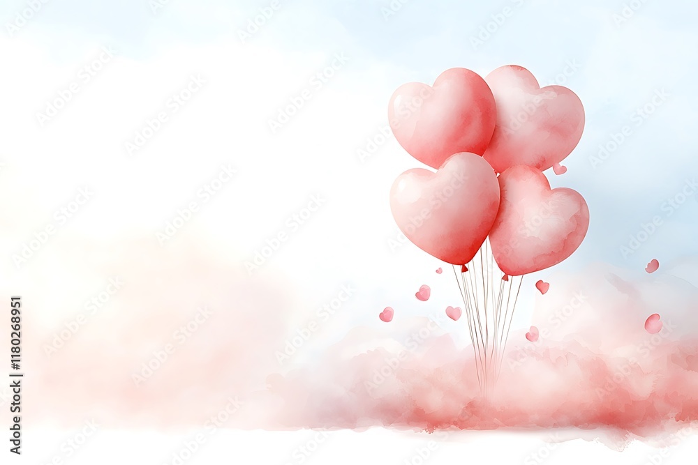 Fototapeta premium Love and romance balloons for valentine's day celebration outdoor aesthetic bright and cheerful