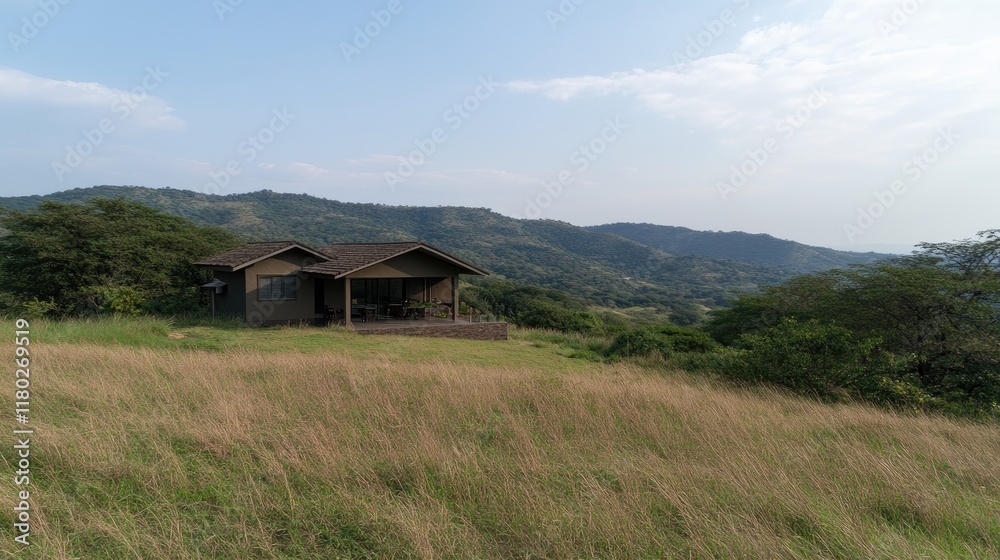 Safari Lodge on Hillside, overlooking valley. Safari Lodge on Hillside, overlooking valley.
