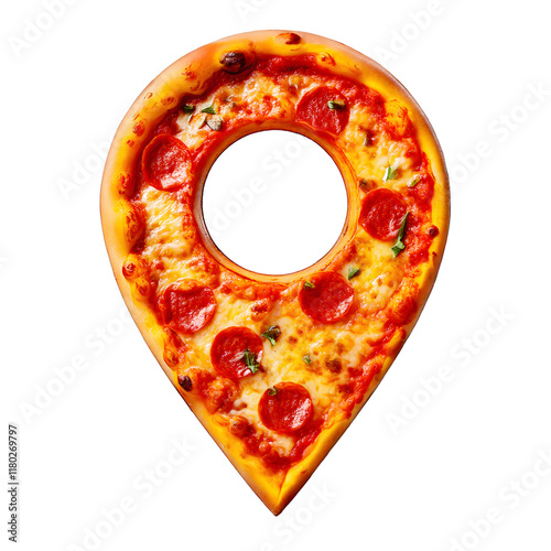 Pizza Location Pin - Conceptual Symbol for Pizzerias photo