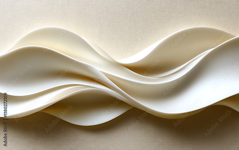 Obraz premium Abstract cream wave pattern on beige textured background.