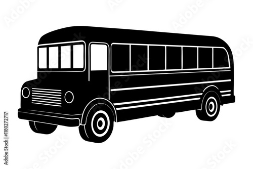 Vintage School Bus Silhouette - Classic Transportation Design for Educational and Retro Themes photo