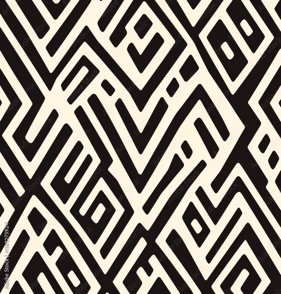 A seamless modern background featuring an abstract geometric pattern with stripes and lines, adorned with white and black ornaments in a simple lattice graphic design..An abstract geometric pattern A seamless modern background featuring an abstract geometric pattern with stripes and lines, adorned with white and black ornaments in a simple lattice graphic design..An abstract geometric pattern