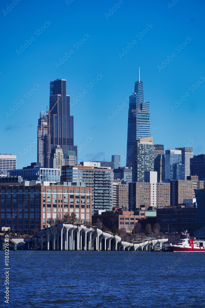 Naklejka premium New York Midtown seen from Hoboken waterfront.