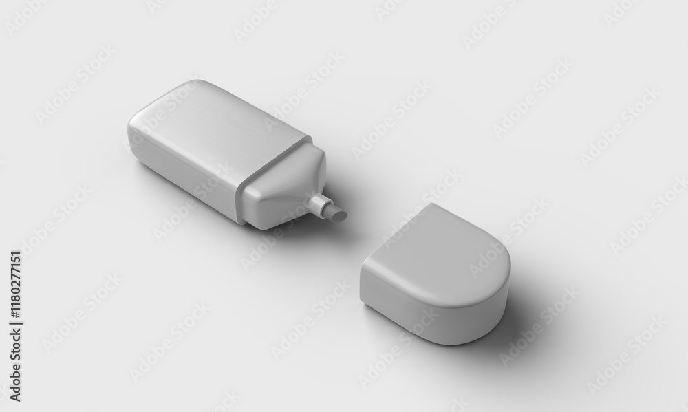 Fototapeta premium white mini marker on white backdrop