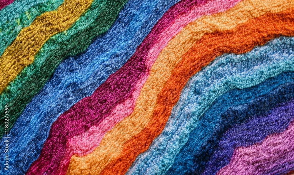 Bright and vibrant yarn with multicolored stripes. Bright and vibrant yarn with multicolored stripes.