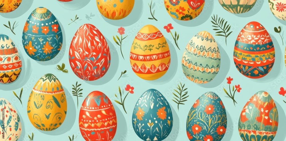 Decorated Easter Eggs Pattern Springtime Design Decorated Easter Eggs Pattern Springtime Design