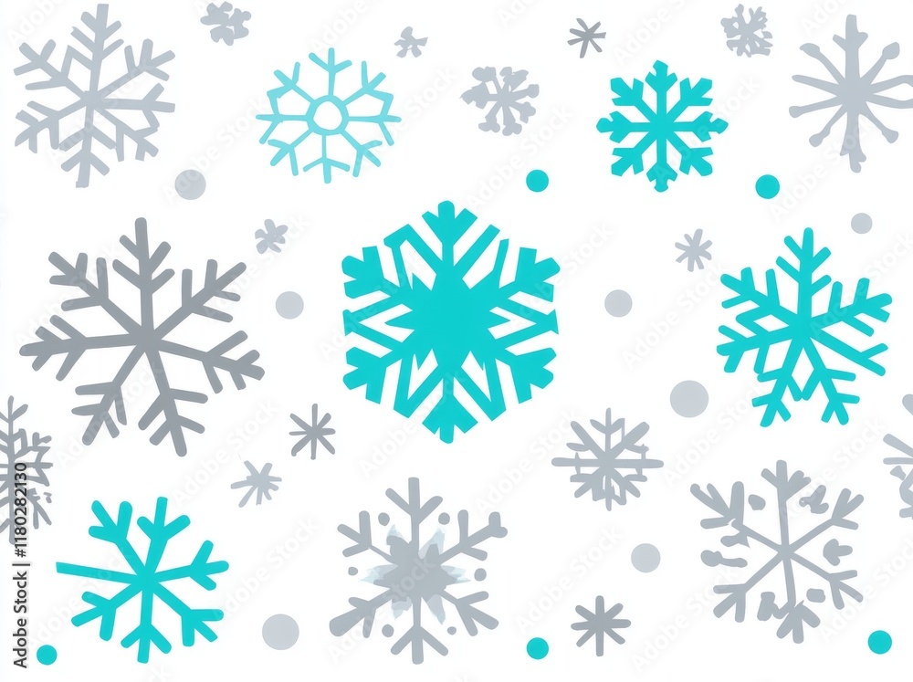 Geometric abstract pattern with snowflakes. Smooth modern background. White and blue texture. Modern graphic aesthetic.