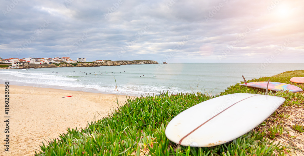 beautiful summer beach at the algarve coast in portugal