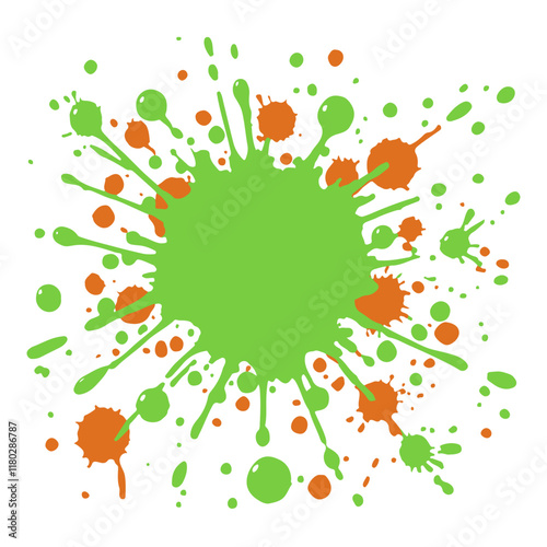 Green and orange blot without background vector image