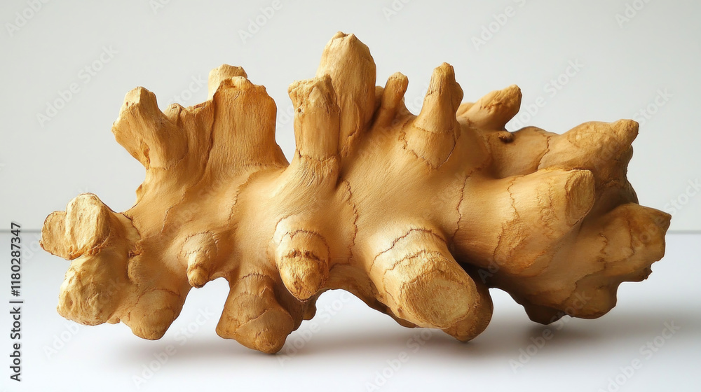 Close-up of a whole ginger root on a white background. Close-up of a whole ginger root on a white background.