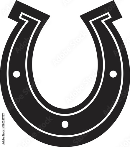 Lucky Horseshoe Icon,horseshoe emblem, black isolated silhouette vector illustration. 
