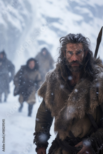 Stone Age Man in a Snowy Landscape: Survival in Harsh Climates