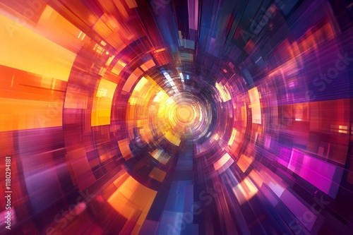 Abstract Colorful Geometric Tunnel Design