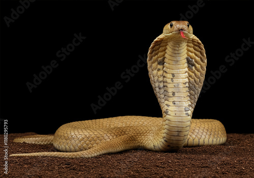 Golden king cobra isolated on white background photo