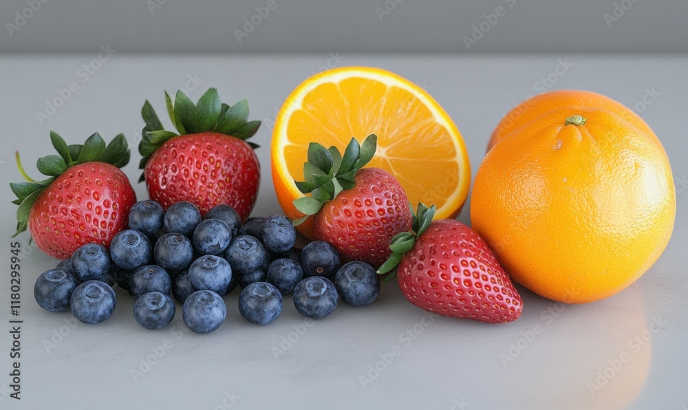 custom made wallpaper toronto digitalColorful assortment of fruits and vegetables, including strawberries, blueberries, and oranges. Concept of abundance and freshness, showcasing the variety of healthy foods available