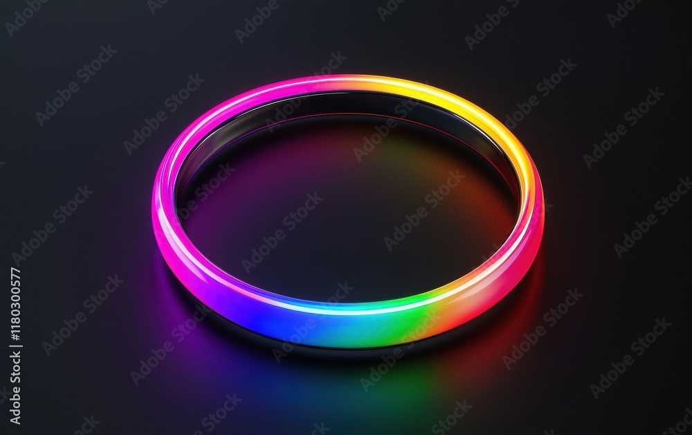 A glowing neon rainbow ring on a sleek black background for a modern pride design A glowing neon rainbow ring on a sleek black background for a modern pride design