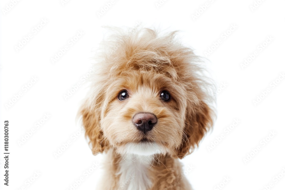 A brown dog with distinctive shaggy hair on its head A brown dog with distinctive shaggy hair on its head