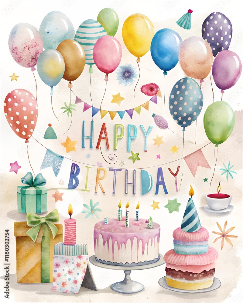 Joyful celebration with colorful balloons and delightful desserts creating the perfect atmosphere for a cheerful birthday occasion