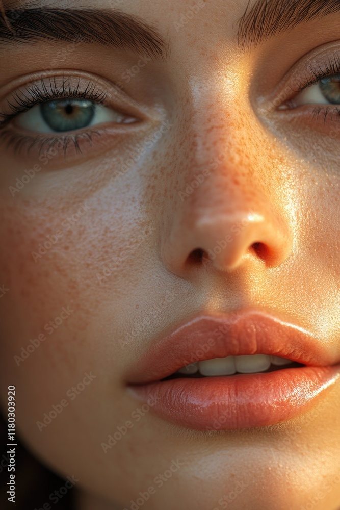 Naklejka premium Woman's Freckled Face
