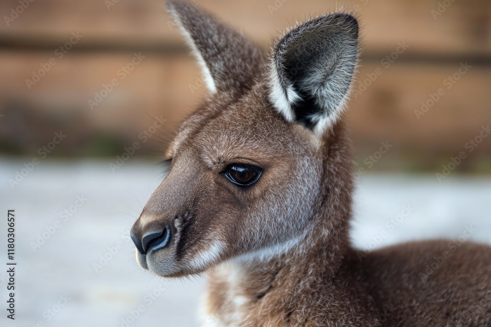 A close-up view of a kangaroo in its enclosure at the zoo