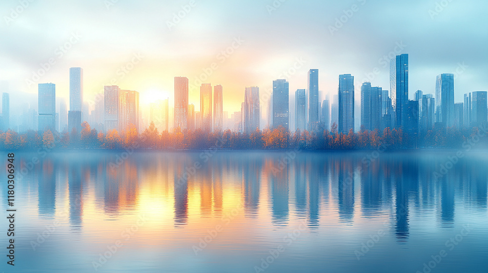 Futuristic abstract cityscape with glowing geometric structures in white gold and silver tones evoking innovation progress and modernity light bright ambiance with blurred background and blank caption Futuristic abstract cityscape with glowing geometric structures in white gold and silver tones evoking innovation progress and modernity light bright ambiance with blurred background and blank caption
