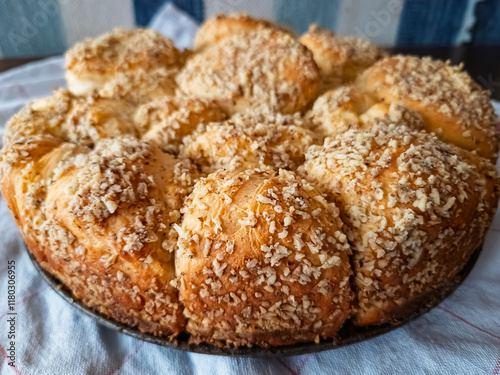 Golden dumplings after being baked