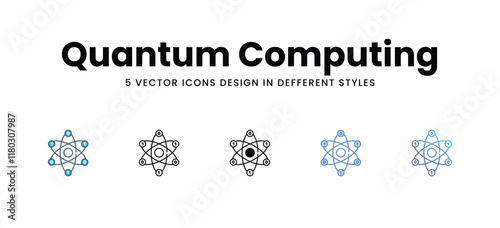 Quantum Computing icons different style vector stock illustration