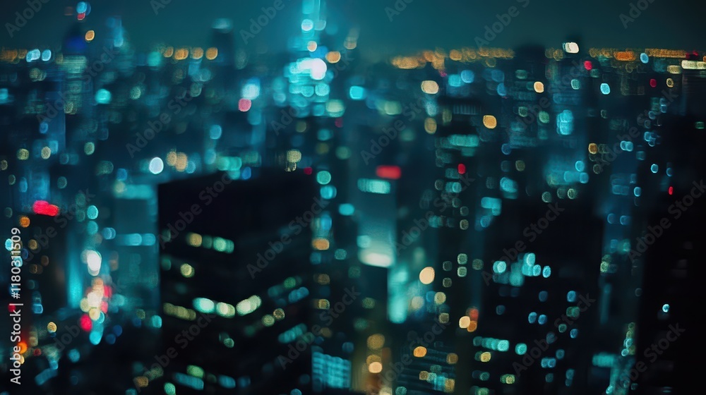 abstract background with bokeh defocused lights and shadow from cityscape at night, vintage or retro color toneabstract background with bokeh defocused lights and shadow from cityscape at night,