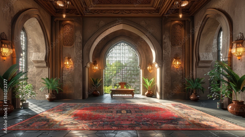 Obraz premium mosque interior with a carpet and a window