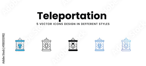 Teleportation  icons different style vector stock illustration