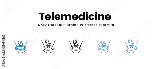 Telemedicine  icons different style vector stock illustration